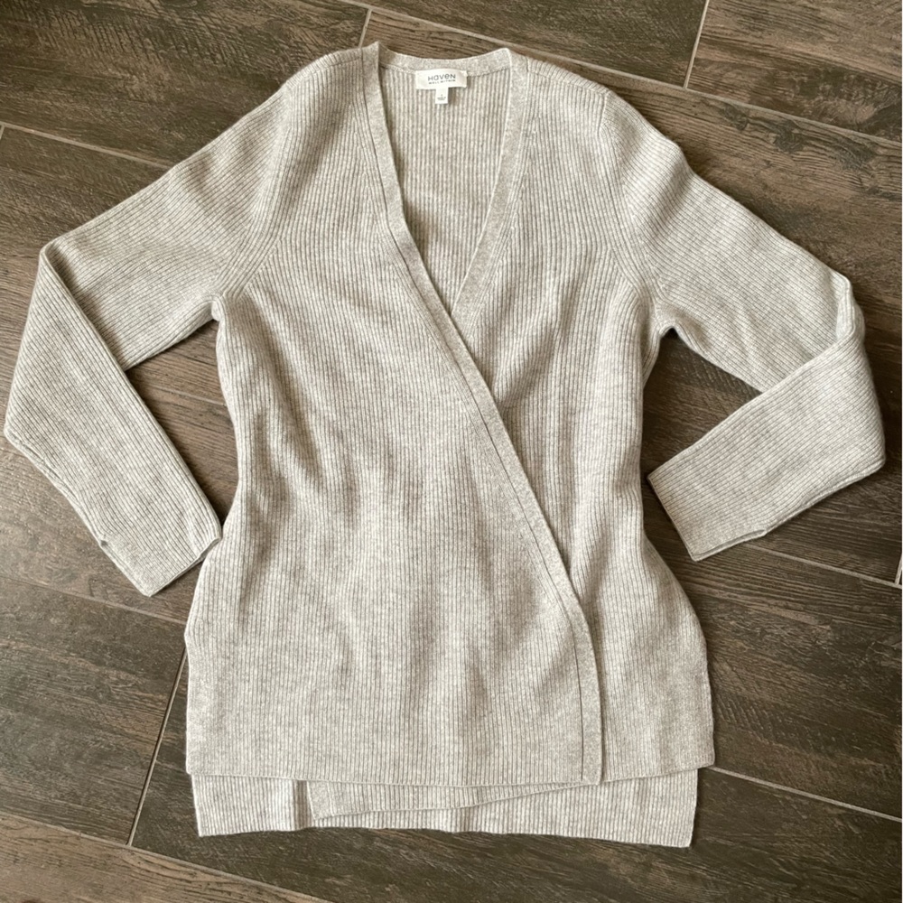 HAVEN Well Within Cashmere Sweater Ribbed Heather Gray Size Small